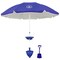 Anchor Works: Classic Beach Umbrella & AnchorONE Kit – Deep Ocean Blue - 7.5ft, Carry Bag, Sand Shovel & Drink Tray, UV-Protected, Outdoor Sun Canopy